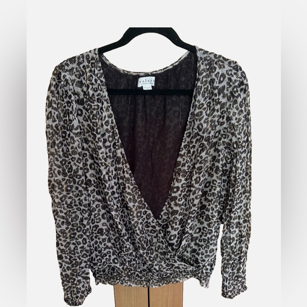 Women's Velvet Animal Print Cotton Top - Size M
